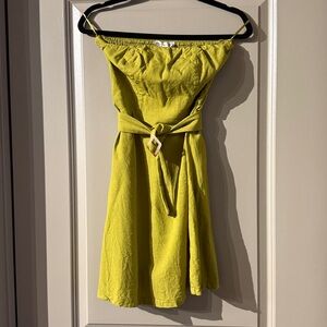 Lime Green Strapless Dress with Belt